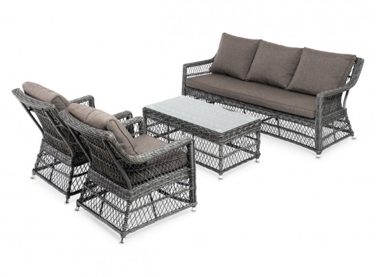 "Гранд Латте" лаунж-зона из искусственного ротанга, цвет графит в Ростове-на-Дону