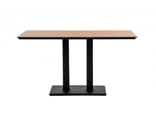 "Каффе" обеденный стол из HPL 140х70см, цвет "дуб", подстолье двойное черное чугун в Ростове-на-Дону