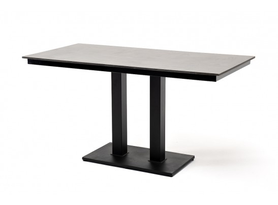 "Каффе" обеденный стол из HPL 140х70см, цвет "серый гранит", подстолье двойное черное чугун в Ростове-на-Дону