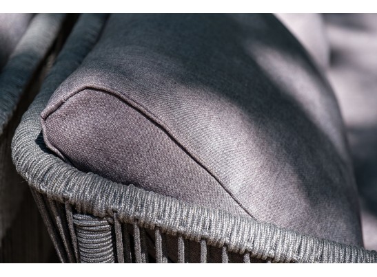 "Канны" диван 2-местный плетеный из роупа, каркас алюминий темно-серый (RAL7024) муар, роуп темно-серый круглый, ткань темно-серая 027 в Ростове-на-Дону