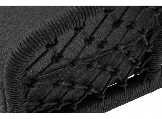 "Канны" диван 2-местный плетеный из роупа (узелки), каркас алюминий темно-серый (RAL7024) муар, роуп темно-серый круглый, ткань темно-серая 027 в Ростове-на-Дону