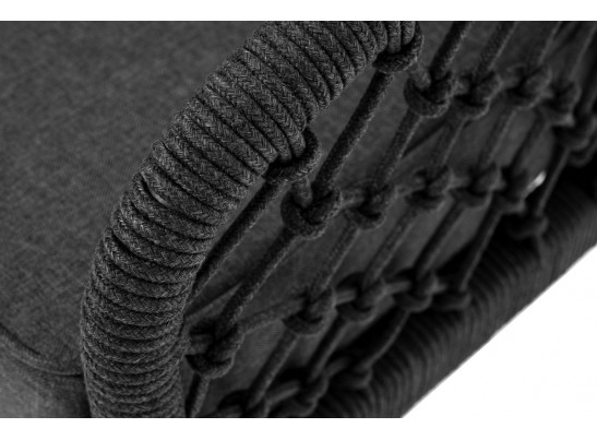 "Канны" диван 2-местный плетеный из роупа (узелки), каркас алюминий темно-серый (RAL7024) муар, роуп темно-серый круглый, ткань темно-серая 027 в Ростове-на-Дону