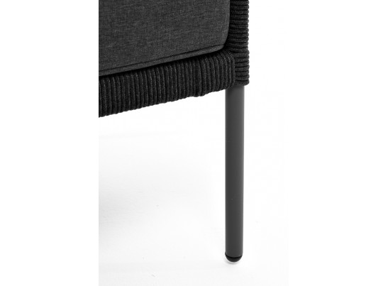 "Канны" диван 2-местный плетеный из роупа (узелки), каркас алюминий темно-серый (RAL7024) муар, роуп темно-серый круглый, ткань темно-серая 027 в Ростове-на-Дону