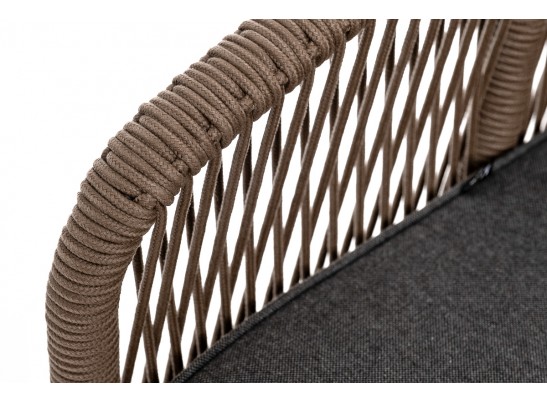"Канны" диван 3-местный плетеный из роупа, каркас алюминий темно-серый (RAL7024) шагрень, роуп темно-серый круглый, ткань темно-серая 019 в Ростове-на-Дону