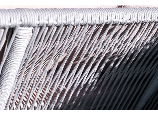 "Канны" диван 2-местный плетеный из роупа, каркас алюминий белый, роуп светло-серый кругл, ткань серая в Ростове-на-Дону