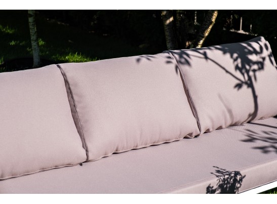 "Канны" диван 2-местный плетеный из роупа, каркас алюминий белый, роуп светло-серый кругл, ткань серая в Ростове-на-Дону