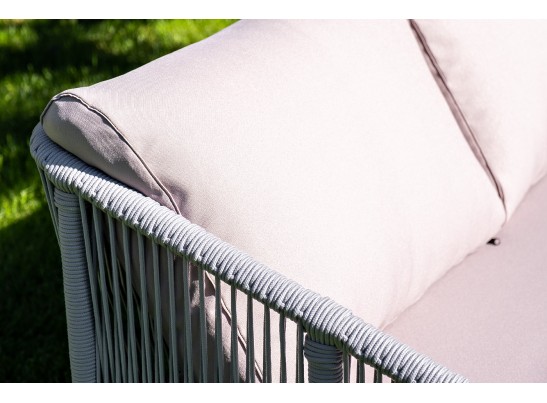 "Канны" диван 2-местный плетеный из роупа, каркас алюминий белый, роуп светло-серый кругл, ткань серая в Ростове-на-Дону