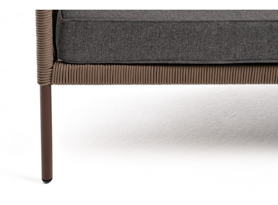 "Канны" диван 2-местный плетеный из роупа, каркас алюминий коричневый, роуп коричневый, ткань серая в Ростове-на-Дону