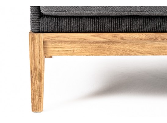 "Канны" диван 3-местный плетеный из роупа, основание дуб, роуп темно-серый круглый, ткань темно-серая 027 в Ростове-на-Дону