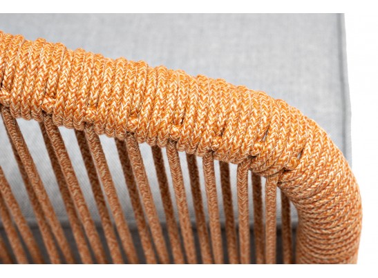 "Канны" кресло плетеное из роупа, каркас алюминий светло-серый (RAL7035) муар, роуп светло-серый круглый, ткань светло-серая в Ростове-на-Дону