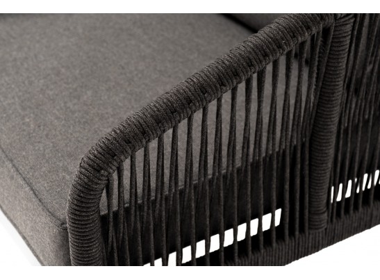 "Канны" кресло плетеное из роупа, каркас алюминий темно-серый (RAL7024) муар, роуп темно-серый круглый, ткань темно-серая 027 в Ростове-на-Дону