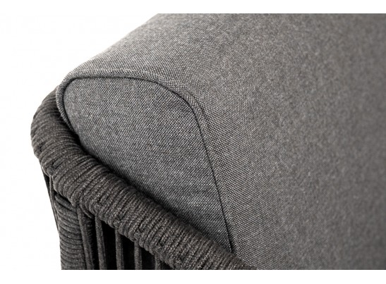 "Канны" кресло плетеное из роупа, каркас алюминий темно-серый (RAL7024) муар, роуп темно-серый круглый, ткань темно-серая 027 в Ростове-на-Дону