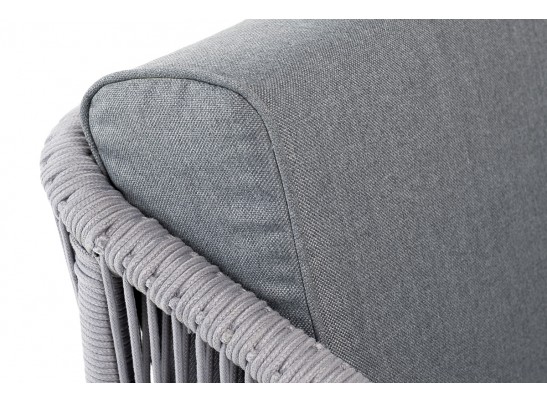 "Канны" кресло плетеное из роупа, каркас алюминий белый муар, роуп светло-серый круглый, ткань серая 017 в Ростове-на-Дону