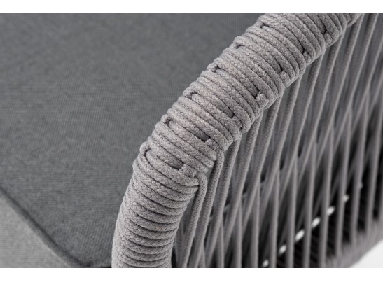 "Канны" кресло плетеное из роупа, каркас алюминий белый муар, роуп светло-серый круглый, ткань серая 017 в Ростове-на-Дону