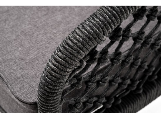 "Канны" кресло плетеное из роупа (узелки), каркас алюминий темно-серый (RAL7024) муар, роуп темно-серый круглый, ткань темно-серая 027 в Ростове-на-Дону