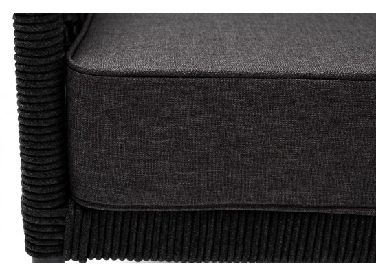 "Канны" кресло плетеное из роупа (узелки), каркас алюминий темно-серый (RAL7024) муар, роуп темно-серый круглый, ткань темно-серая 027 в Ростове-на-Дону