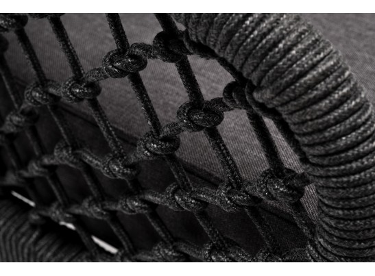 "Канны" кресло плетеное из роупа (узелки), каркас алюминий темно-серый (RAL7024) муар, роуп темно-серый круглый, ткань темно-серая 027 в Ростове-на-Дону