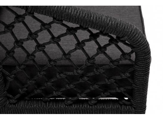 "Канны" кресло плетеное из роупа (узелки), каркас алюминий темно-серый (RAL7024) муар, роуп темно-серый круглый, ткань темно-серая 027 в Ростове-на-Дону