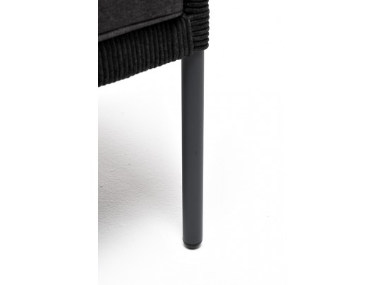 "Канны" кресло плетеное из роупа (узелки), каркас алюминий темно-серый (RAL7024) муар, роуп темно-серый круглый, ткань темно-серая 027 в Ростове-на-Дону