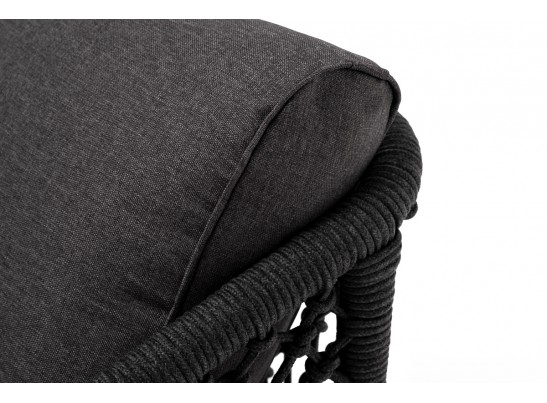 "Канны" кресло плетеное из роупа (узелки), каркас алюминий темно-серый (RAL7024) муар, роуп темно-серый круглый, ткань темно-серая 027 в Ростове-на-Дону