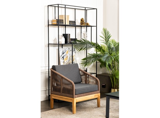 "Канны" лаунж-зона 4-ая из роупа со столиком "Канны" (серый гранит), основание дуб, роуп коричневый в Ростове-на-Дону