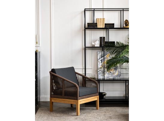 "Канны" лаунж-зона 4-ая из роупа со столиком "Канны" (серый гранит), основание дуб, роуп коричневый в Ростове-на-Дону