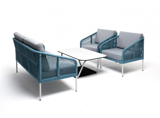 "Канны" лаунж-зона 4-местная из роупа со столом "Глория" (молочный), каркас алюминиевый светло-серый, роуп бирюзовый в Ростове-на-Дону "Канны" лаунж-зона 4-местная из роупа со столом "Глория" (молочный), каркас алюминиевый светло-серый, роуп бирюзовый в Ростове-на-Дону