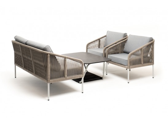 "Канны" лаунж-зона 4-местная из роупа со столом "Глория" (серый гранит), каркас алюминиевый светло-серый, роуп салатовый меланж в Ростове-на-Дону "Канны" лаунж-зона 4-местная из роупа со столом "Глория" (серый гранит), каркас алюминиевый светло-серый, роуп салатовый меланж в Ростове-на-Дону