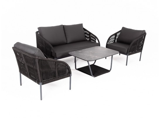 "Канны" лаунж-зона 4-местная плетеная из роупа (веревки), цвет темно-серый в Ростове-на-Дону