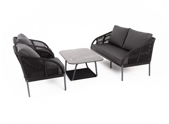 "Канны" лаунж-зона 4-местная плетеная из роупа (веревки), цвет темно-серый в Ростове-на-Дону