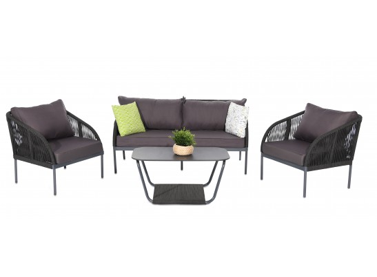 "Канны" лаунж-зона 4-местная плетеная из роупа (веревки), цвет темно-серый в Ростове-на-Дону