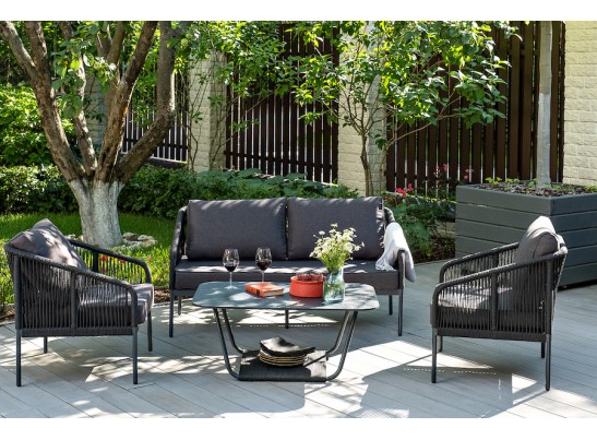 "Канны" лаунж-зона 4-местная плетеная из роупа (веревки), цвет темно-серый в Ростове-на-Дону