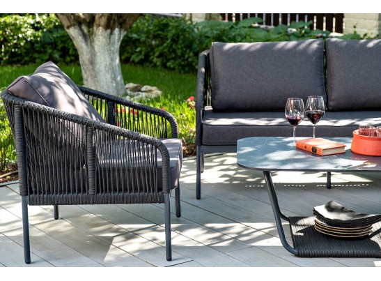 "Канны" лаунж-зона 4-местная плетеная из роупа (веревки), цвет темно-серый в Ростове-на-Дону