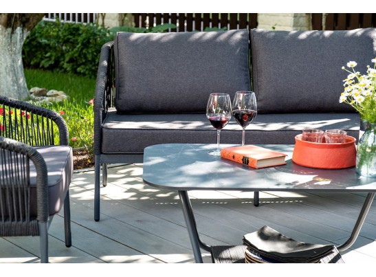 "Канны" лаунж-зона 4-местная плетеная из роупа (веревки), цвет темно-серый в Ростове-на-Дону