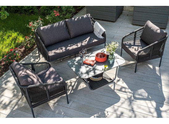 "Канны" лаунж-зона 4-местная плетеная из роупа (веревки), цвет темно-серый в Ростове-на-Дону