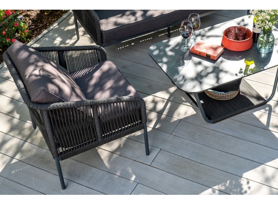 "Канны" лаунж-зона 4-местная плетеная из роупа (веревки), цвет темно-серый в Ростове-на-Дону