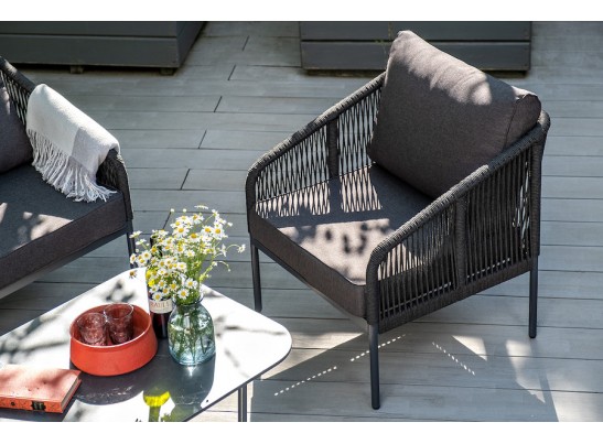 "Канны" лаунж-зона 4-местная плетеная из роупа (веревки), цвет темно-серый в Ростове-на-Дону