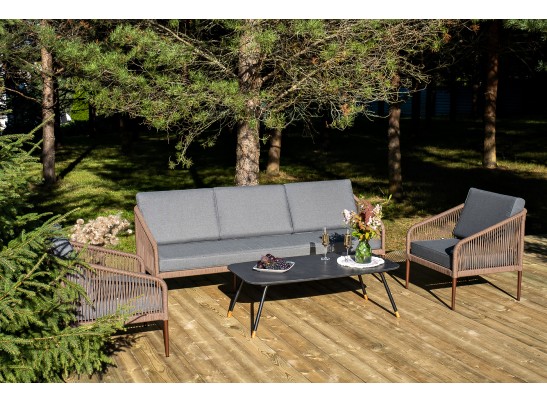 "Канны" лаунж-зона 5-местная плетеная из роупа (веревки), роуп коричневый в Ростове-на-Дону