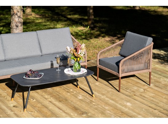 "Канны" лаунж-зона 5-местная плетеная из роупа (веревки), роуп коричневый в Ростове-на-Дону