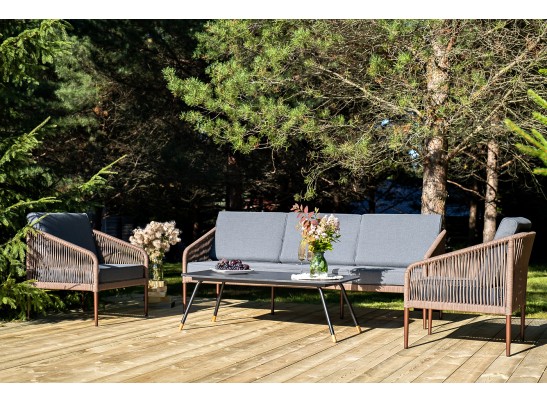 "Канны" лаунж-зона 5-местная плетеная из роупа (веревки), роуп коричневый в Ростове-на-Дону