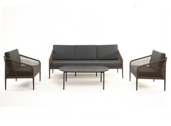 "Канны" лаунж-зона 5-местная плетеная из роупа (веревки), роуп коричневый в Ростове-на-Дону