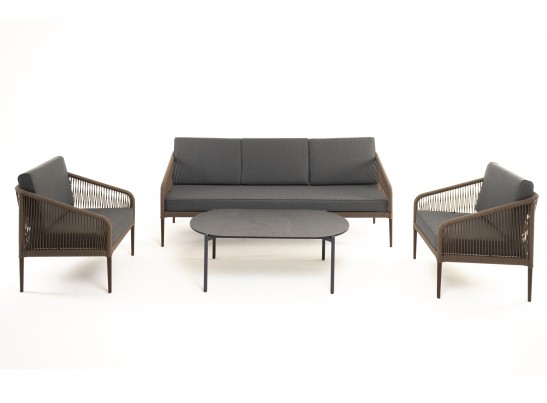 "Канны" лаунж-зона 5-местная плетеная из роупа (веревки), роуп коричневый в Ростове-на-Дону