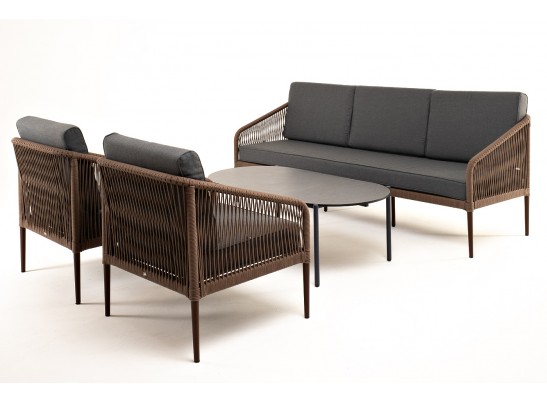 "Канны" лаунж-зона 5-местная плетеная из роупа (веревки), роуп коричневый в Ростове-на-Дону