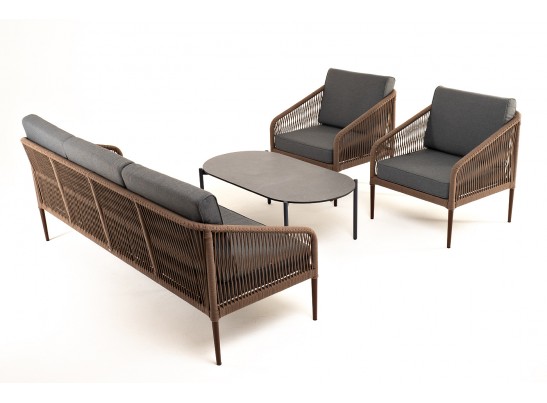 "Канны" лаунж-зона 5-местная плетеная из роупа (веревки), роуп коричневый в Ростове-на-Дону