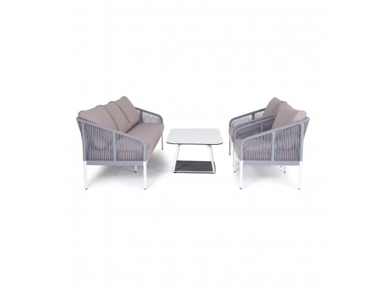 "Канны" лаунж-зона 5-местная плетеная из роупа (веревки), цвет светло-серый в Ростове-на-Дону