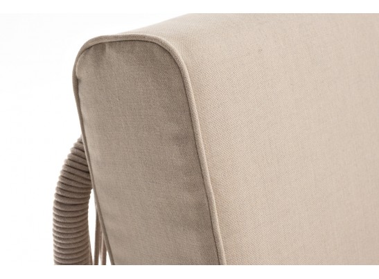 "Канны" левый модуль плетеный из роупа, каркас алюминий белый муар, роуп бежевый круглый, ткань бежевая 035 в Ростове-на-Дону