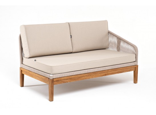 "Канны" левый модуль плетеный из роупа, основание дуб, роуп бежевый круглый, ткань бежевая 052 в Ростове-на-Дону