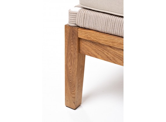 "Канны" левый модуль плетеный из роупа, основание дуб, роуп бежевый круглый, ткань бежевая 052 в Ростове-на-Дону