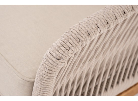 "Канны" левый модуль плетеный из роупа, основание дуб, роуп бежевый круглый, ткань бежевая 052 в Ростове-на-Дону