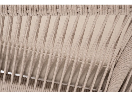 "Канны" левый модуль плетеный из роупа, основание дуб, роуп бежевый круглый, ткань бежевая 052 в Ростове-на-Дону